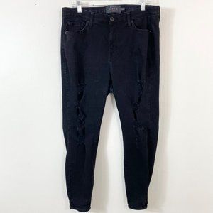 Torrid Womens Sky High Skinny Jeans 16S Black Distressed